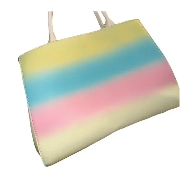 Betsy Johnson Bow Satchel Bag – CLEAN – Pastel Rainbow Ombré – Pearl Detail - Picture 4 of 15